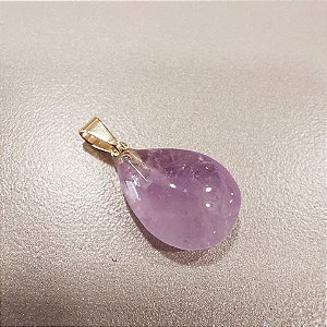 Pingente de Ametista Gota 13x18mm. Pedras Naturais Banhado a Ouro