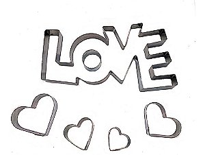 Cortador De Biscoito Love E Corações - 6 Peças