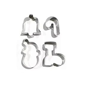 Cortador Kit Natal - Nº 01 - 4 Peças (Inox)