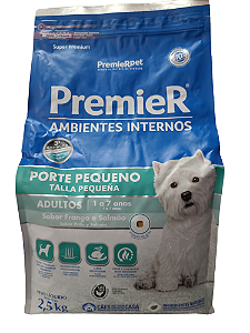 Ração Premier Ambientes Internos para Cães Adultos Sabor Frango e Salmão 2,5kg