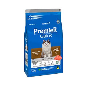 Ração Premier para Gatos Castrados de 6 meses a 6 anos Sabor Salmão 1,5kg