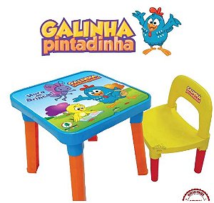 Mesinha Infantil Com Cadeira E Boneco Galinha Pintadinha