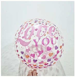 Kit 2 Balão Bubble Love You 20 Polegadas 50cm Namorados