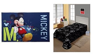 Kit manta fun Disney e tapete infantil Mickey Mouse Jolitex
