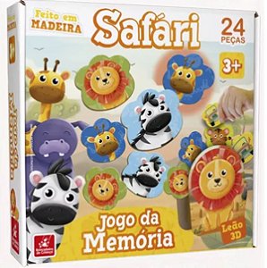 Jogo Da Memória Safári Madeira 24 Peças Brincadeira De Criança