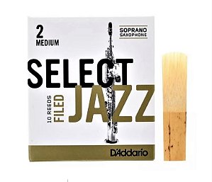 Palheta D'Addario Select Jazz Sax Soprano N° 2 Medium Filed (unidade)