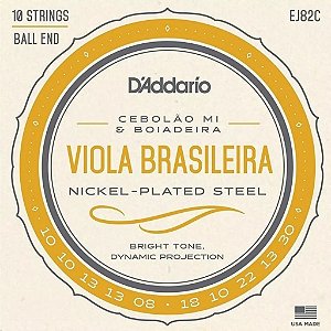 Encordoamento para Viola Brasileira Cebolão MI/ Boiadeira Bolinha D'Addario Nickel Plated Steel EJ82C