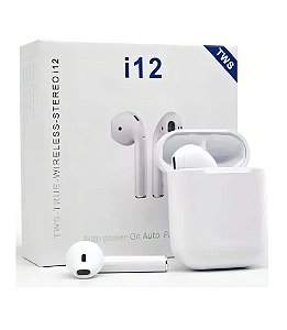 Fone de Ouvido i12 TWS Bluetooth Sem Fio V5.3 Estéreo Com Case Branco