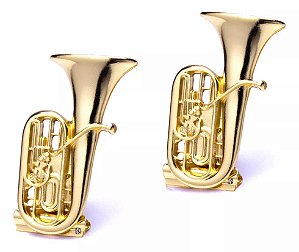 Prendedor de Hinário/ Partitura Luxo Tuba com Flash de Ouro (Par)