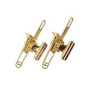 Prendedor de Hinário/ Partitura Luxo Trombone com Flash de Ouro (Par)