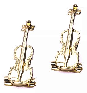 Prendedor de Hinário/ Partitura Luxo Violino com Flash de Ouro (Par)