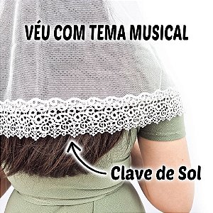 Véu CCB Organista Renda Musical Clave de Sol Adulto