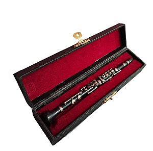 Mini Clarinete Instrumento Musical Miniatura cor Preto com Case