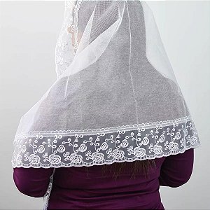 Véu CCB Renda Organza Floral Adulto