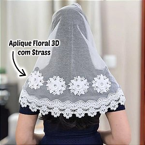 Véu CCB Congregação Cristã com Rosas 3D e Pedras Strass Adulto