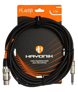 Cabo para Microfone Hayonik Player XLR (F) x P10(M) 5M Preto