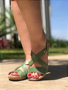Sandália Usaflex Feminina Em Couro R1804 Verde