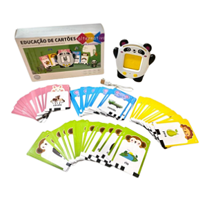 Leitor de Cards Bilíngue Nomes Pronomes e Sons 224 Cards Kids Educacional