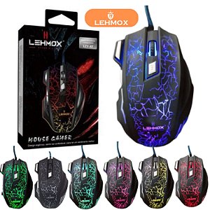 Mouse Gamer Rgb 3200 Dpi Lehmox Óptico Com Led Fio Para Jogo