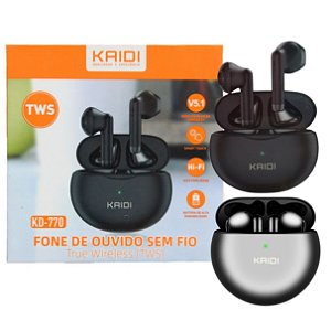 Fone de Ouvido Kaidi Bluetooth 5.1 S/Fio Wireless para Celular Original Tws Kd-770 A prova D'água Gamer nível IPX4