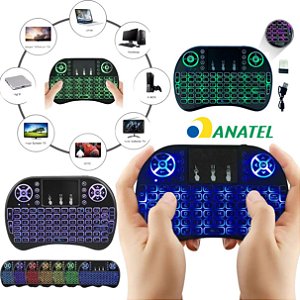 Mini Teclado Wireless Tv Box Smart Tv Xbox Celular Ipad Keyboard Air Mouse Touchpad Iluminado Usb