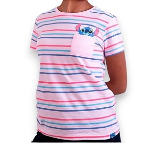 Camiseta Feminina Disney Stitch Bolso