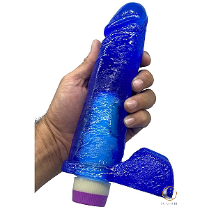 Pênis PodTest  20 x 5 cm com Vibrador Interno Azul