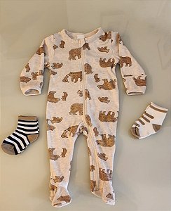 Macacão pezinho urso
