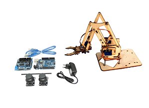 Kit Braço Robótico em MDF + Servos + Eletrônica Completa