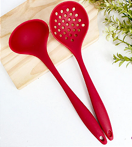 Kit Utensílios De Silicone Com 2 Peças Variadas Vermelho / U