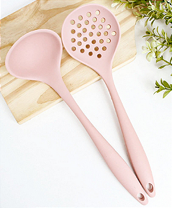 Kit Utensílios De Silicone Com 2 Peças Variadas Rosa / U