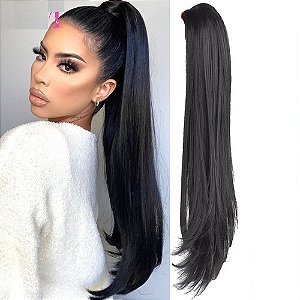 Aplique Liso Pretoorgânico 150g Rabo Premium Cavalo 70cm