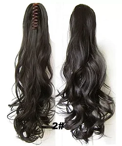 Aplique Cabelo 150g Ondulado Castanho Escuro Rabo De Cavalo