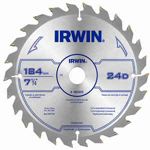 Lâmina de Serra Circular IRWIN 184mm - 24 Dentes