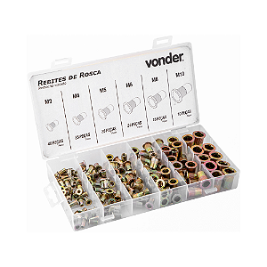 Jogo de Rebites de Rosca VONDER - 150 peças M3-M10
