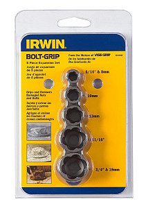 Jogo Extrator de Parafuso e Porca Bolt-grip com 5 Peças - Irwin