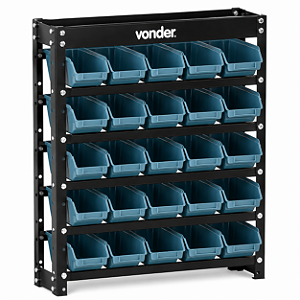 Estante Metálica VONDER com 25 Gaveteiros Prático Azul