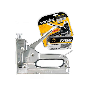 Grampeador Pinador Profissional Vonder Plus + 600 Grampos Aco cromado