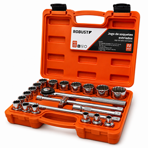 Jogo de Soquetes Estriados Robust 1/2" - 22 Peças Gedore