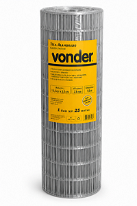 Tela Alambrado VONDER 1m x 25m Malha 15x5cm Fio 2,3mm Soldada