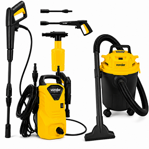 Kit Lavadora 1300 PSI e Aspirador 10L (127V) Limpeza VONDER