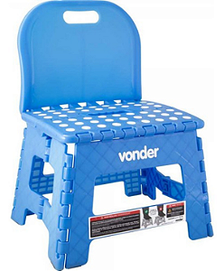 Banqueta Plástica Dobrável com Encosto 220mm Vonder Leve Compacta e Resistente