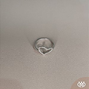 ANEL PRATA 925 CORAÇÃO VAZADO