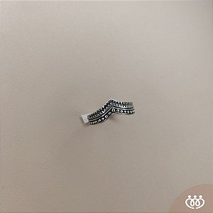 ANEL PRATA 925 "V" COM BOLINHAS BOHO