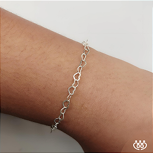 PULSEIRA PRATA 925 ELO CORAÇÃO