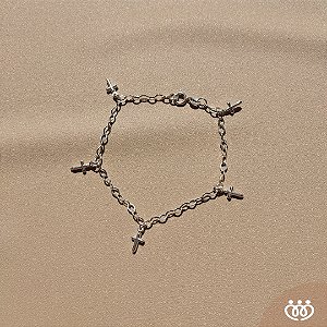 PULSEIRA PRATA 925 ELO COM CRUZ PEND