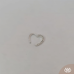 PIERCING PRATA 925 HÉLIX/CARTILAGEM CORAÇÃO CRAVEJADO