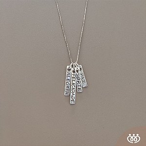 COLAR PRATA 925 PLACA PALAVRAS POSITIVAS