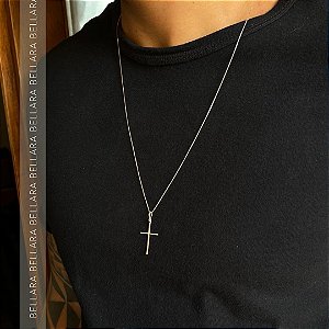 CORRENTE MASCULINA PRATA 925 CRUZ VENEZIANA 70 cm