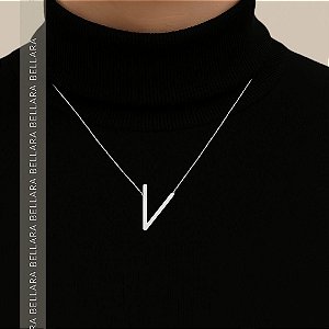 COLAR PRATA 925 "V" CORRENTE VENEZIANA 40CM